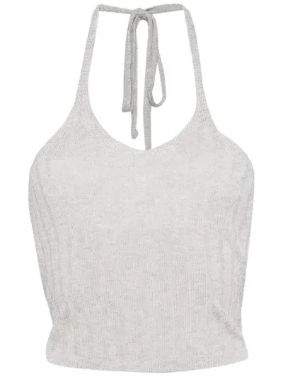 Alohas Briana Ribbed-knit Top In Grey