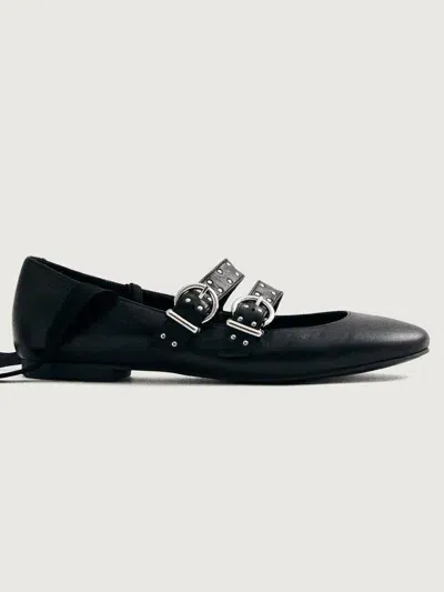 Alohas Thekla Black Leather Ballet Flat