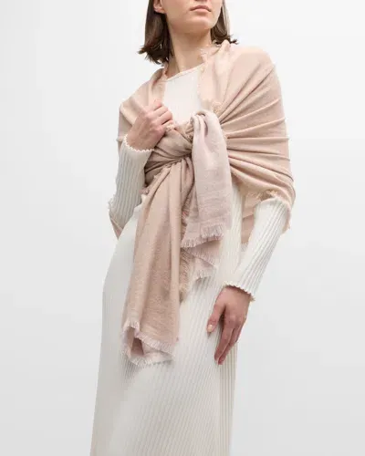 Alonpi Fringed Cashmere-blend Scarf In Light Pink With Gold Lurex Thread