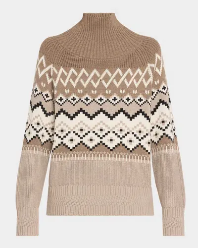 Alp N Rock Leighton Fair Isle Mock-neck Sweater In Heather Birch