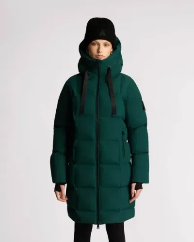 Alpenhaus Cluze Mid-length Puffer With Square Quilting In Forest Green