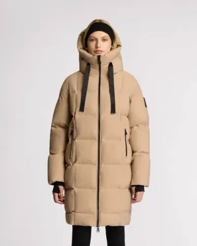 Alpenhaus Cluze Mid-length Puffer With Square Quilting In Sandstone