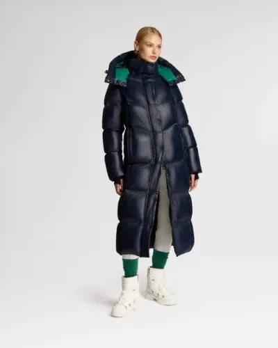 Alpenhaus Meribel Quilted Maxi Puffer With Removable Hood In Midnight