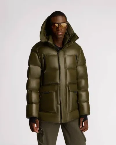 Alpenhaus Oakmount Straight Fit Quilted Puff Parka In Olive