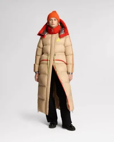 Alpenhaus Tingwick 2-in-1 Maxi Puffer With Removable Sleeves In Sandstone