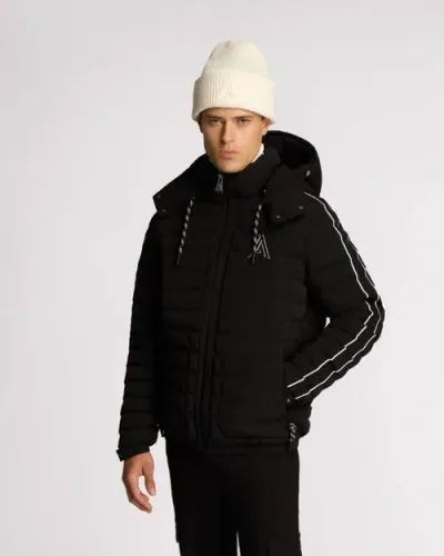 Alpenhaus Uriage Lightweight Bomber Puffer With Removable Hood In Black