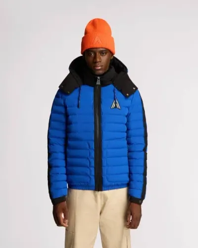 Alpenhaus Uriage Lightweight Bomber Puffer With Removable Hood In Cobalt