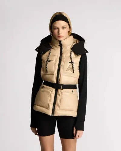 Alpenhaus Vercors Lightweight Utility Vest With Lustre Detailing In Sandstone