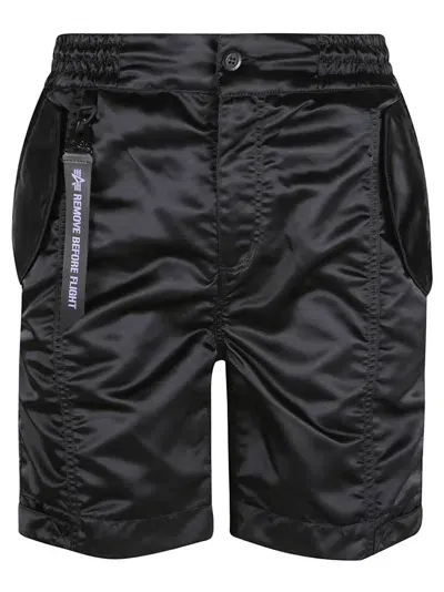 Alpha Industries Buttoned Nylon Shorts In Black