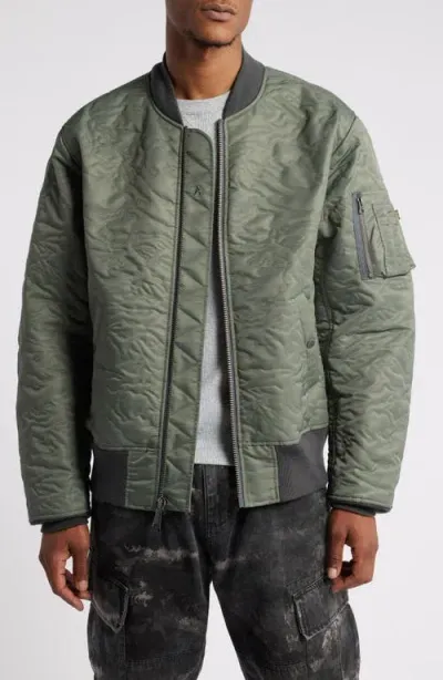 Alpha Industries Camo Quilted Flight Jacket In Field Gray