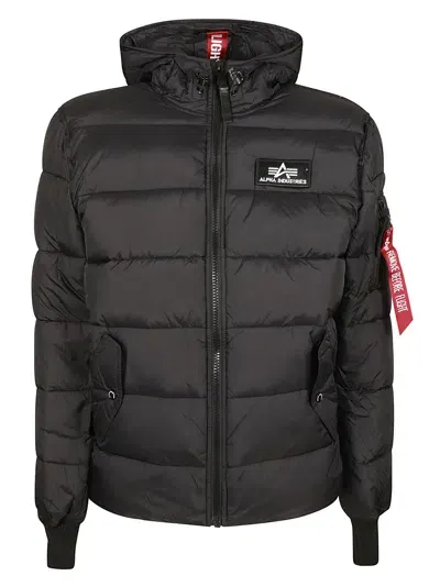 Alpha Industries Logo Patch Padded Jacket In Nero