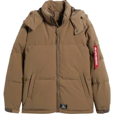 Alpha Industries Puffer Parka In Coyote Brown