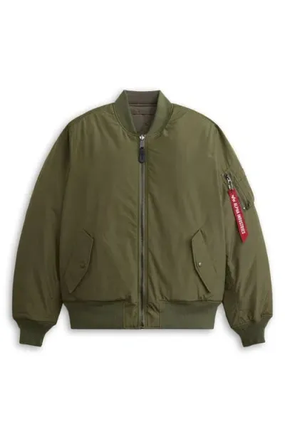 Alpha Industries Reversible Onion Quilted Bomber Jacket In Og-107 Green