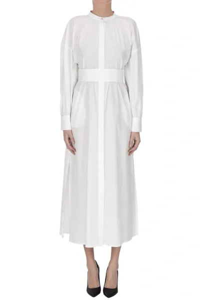 Alpha Studio Cotton Shirt Dress In White