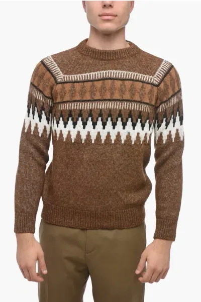 Altea Alpaca Blend Raglan Norvegese Sweater In Brown