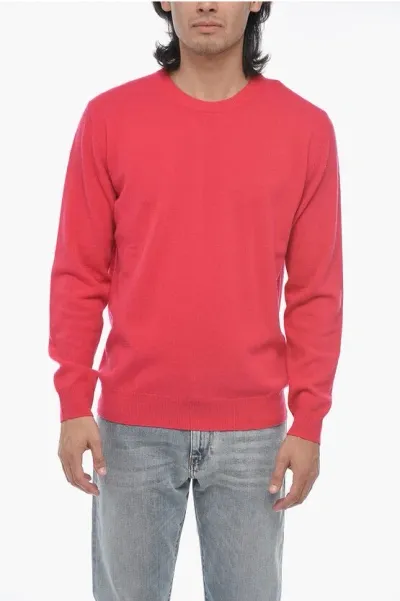 Altea Crew Neck Lunetta Virgin Wool Sweater With Contrasting Patch In Red