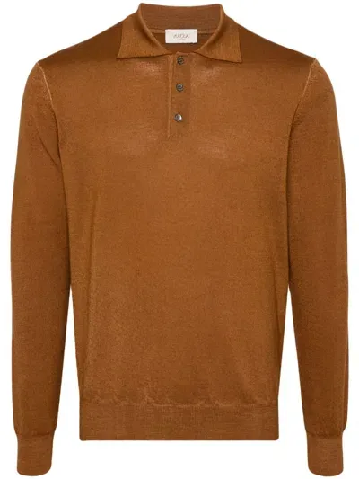 Altea Knitted Polo Shirt In Camel