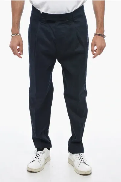 Altea Stretch Cotton New Belt Chinos Pants In Blue