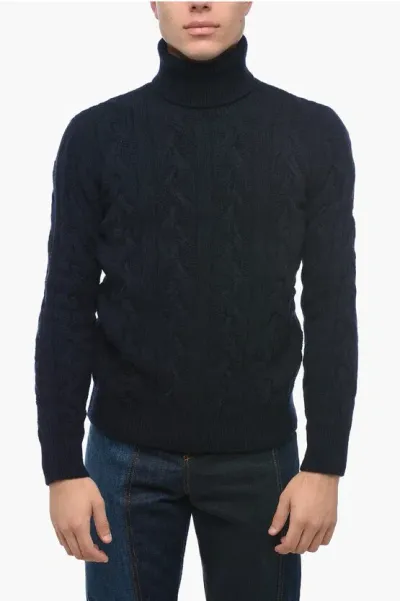 Altea Turtleneck Aran Virgin Wool Sweater In Black