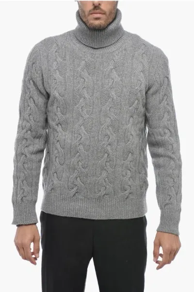 Altea Turtleneck Treccia Virgin Wool Sweater In Gray