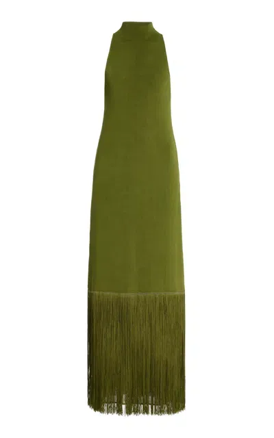 Altuzarra Cash Fringed Knit Maxi Dress In Green