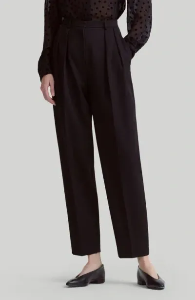 Altuzarra Emmett Pleated Virgin Wool Tapered Leg Pants In Black