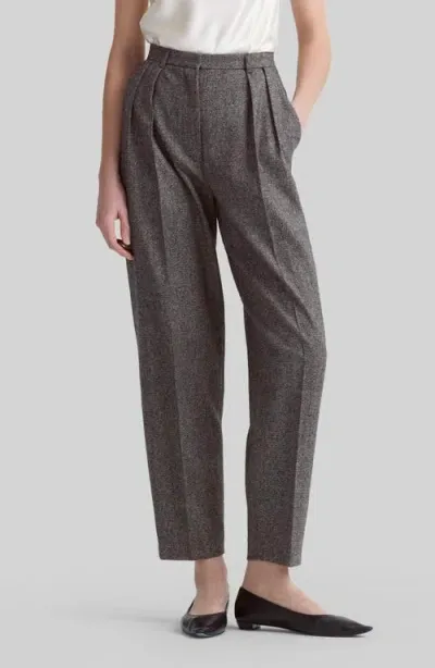 Altuzarra Emmett Pleated Wool Tweed Tapered Leg Pants In Black Tweed