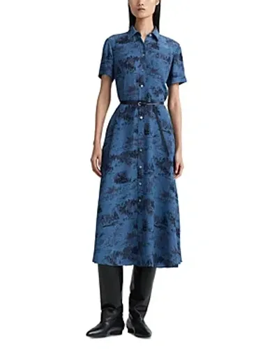 Altuzarra Kiera Silk Printed Shirt Dress In Steel Blue