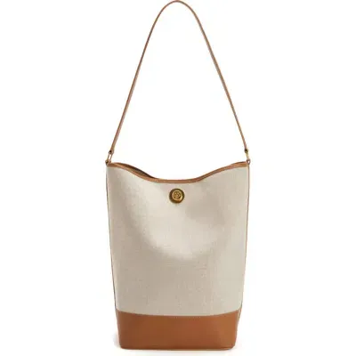 Altuzarra Large North/south Canvas & Leather Bucket Bag In Natural/canyon