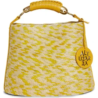 Altuzarra Mini Watermill Straw Handbag In Yellow Pinto