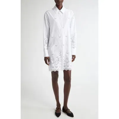 Altuzarra Morton Long Sleeve Eyelet Shirtdress In Optic White