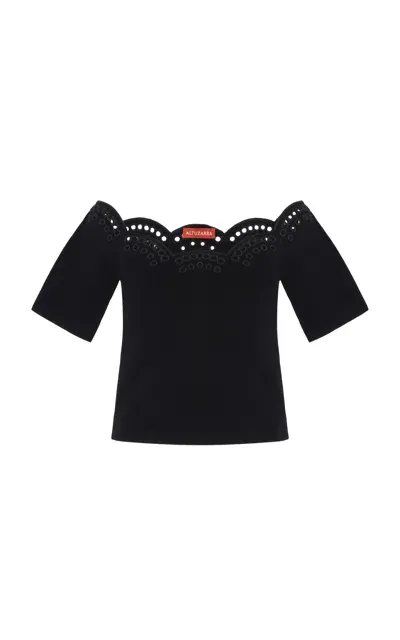 Altuzarra Posy Embroidered Knit Off-the-shoulder Top In Black