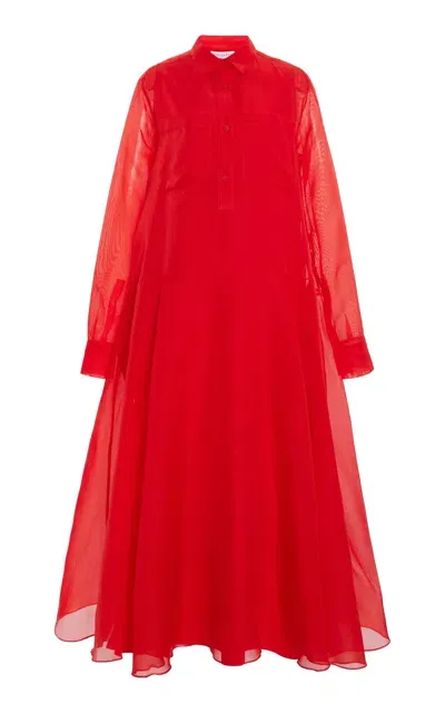 Altuzarra Sissy Silk Organza Midi Shirt Dress In Red