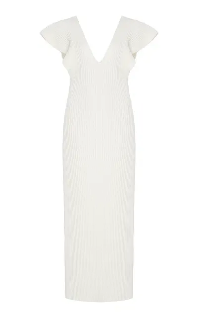 Altuzarra Trey Plissé-knit Midi Dress In White