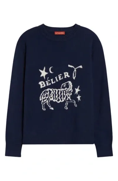 Altuzarra Zodiac Intarsia Virgin Wool Crewneck Sweater In Blue