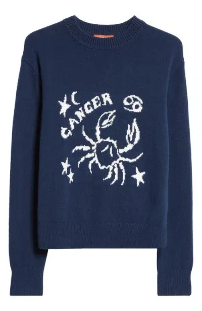 Altuzarra Zodiac Intarsia Virgin Wool Crewneck Sweater In Navy Cancer