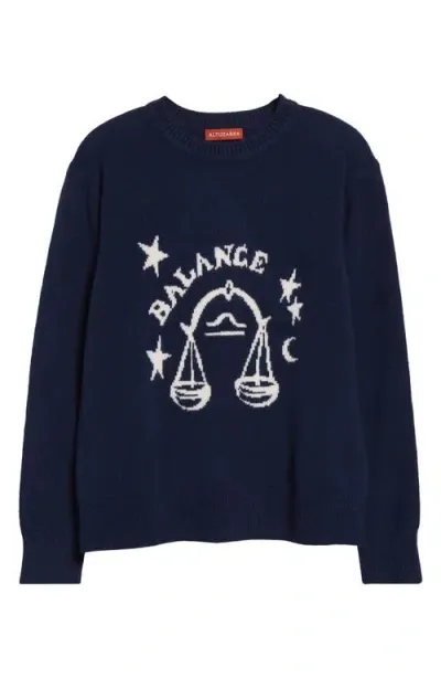 Altuzarra Zodiac Intarsia Virgin Wool Crewneck Sweater In Navy Libra