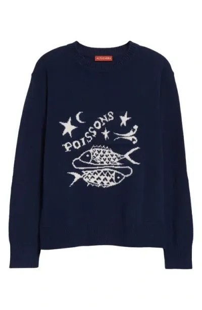 Altuzarra Zodiac Intarsia Virgin Wool Crewneck Sweater In Blue