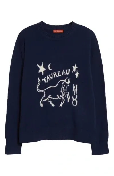 Altuzarra Zodiac Intarsia Virgin Wool Crewneck Sweater In Blue