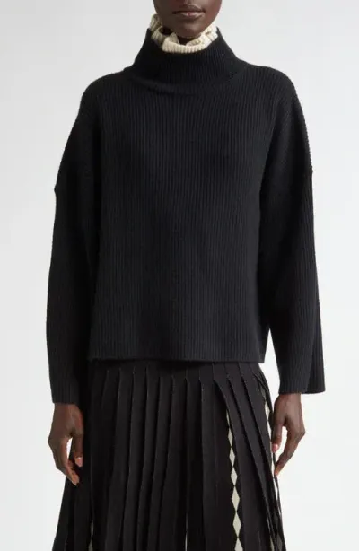 Altuzarra Zoppez Layered Mock Neck Cashmere Sweater In 000001 Black