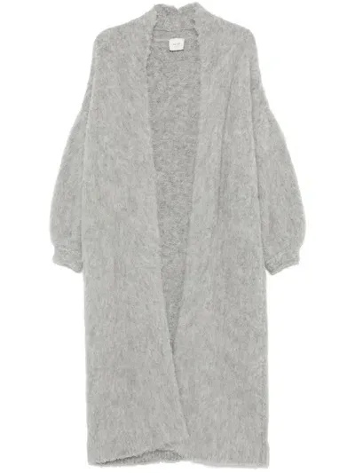 Alysi Wool Long Cardigan In Grey