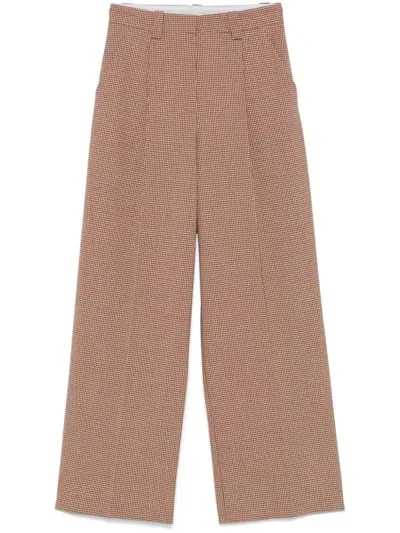 Alysi Checked Trousers In Brown