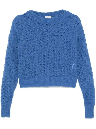 Alysi Chunky Open Knit Sweater In Blue