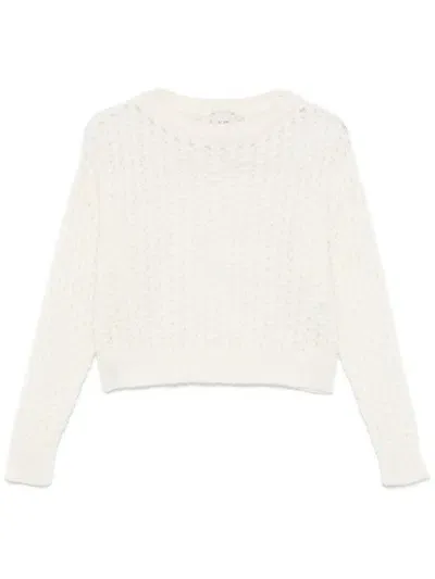 Alysi Chunky Open Knit Sweater In White