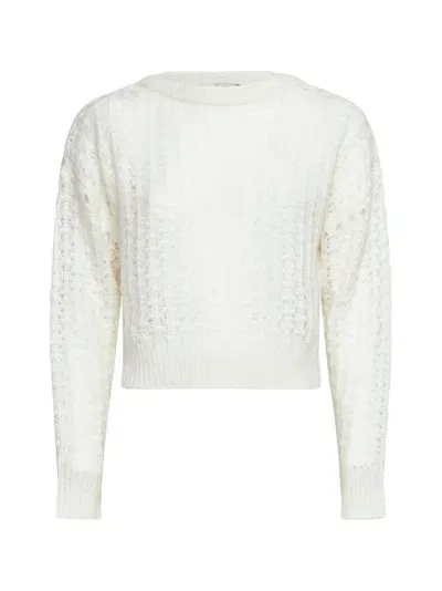 Alysi Crewneck Knitted Cropped Sweater In White