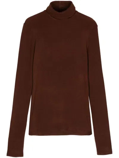 Alysi Fine-knit Sweater In Brown