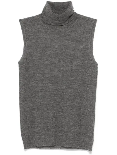 Alysi Fine-knit Vest In Grey