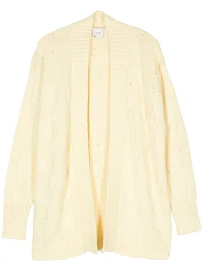 Alysi Geometric-pattern Open-front Cardigan In Yellow