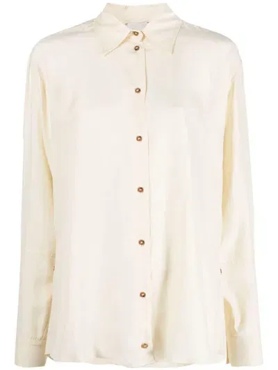 Alysi Long-sleeved Silk Shirt In Neutrals