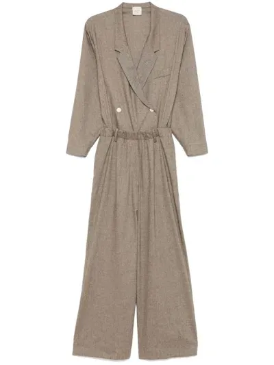 Alysi Mélange-effect Jumpsuit In Brown